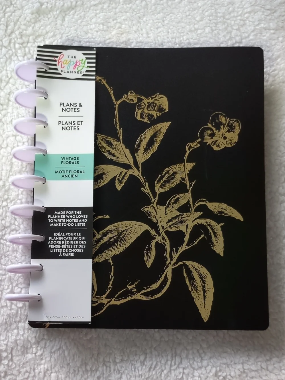 The Happy Planner Black & Gold Floral Planner And Notebook with White Discs
